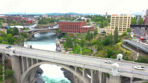 aerial view of a bridge over the river