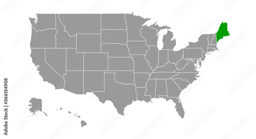 Maine on USA map