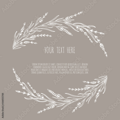 Vector sketch lavender illustration. Beautiful boquet of flowers. Doodle, line art