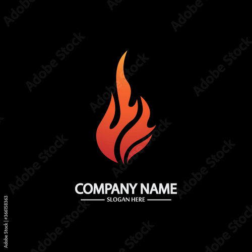 Abstract Fire Flame logo template on black background. Corporate branding identity
