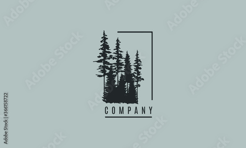 Unique and beautiful forest tree logo icon, travel and tourism company vector template