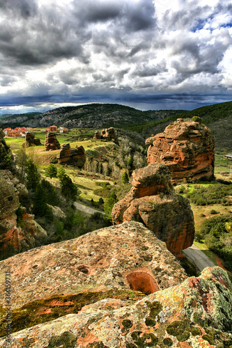 Spain, Province of Guadalajara, Chequilla, Scenic view of buttes in Castilla-La Mancha photo