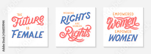 Bundle of girl power.vector illustrations,print for t shirts,posters,cards and banners.Stylish lettering compositions.Feminism quote and woman motivational slogans.Women's movement concepts