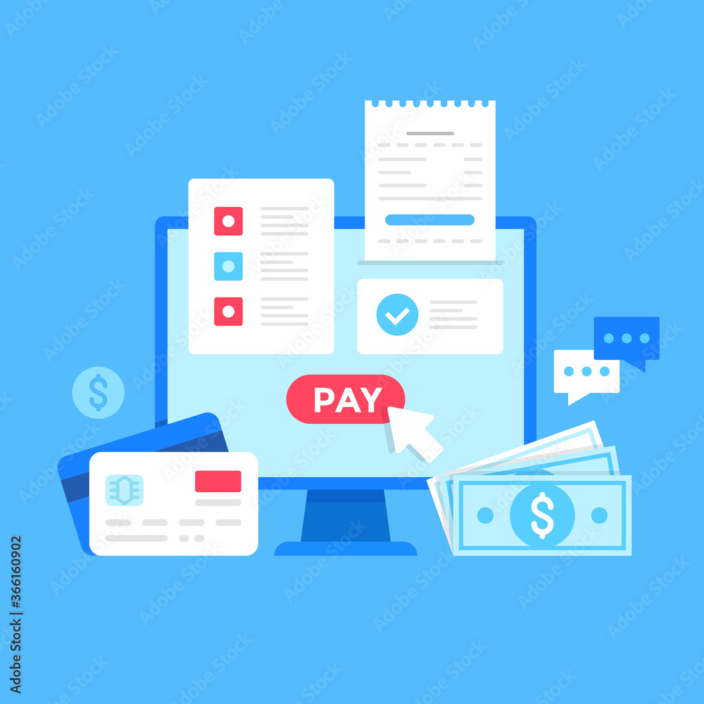Online payment. Flat style design. Vector illustration. Pay online concepts. Ecommerce, e-commerce, internet retail business, commerce, store, shopping, digital marketplace. Modern graphic elements Online payment. Flat style design. Vector illustration. Pay online concepts. Ecommerce, e-commerce, internet retail business, commerce, store, shopping, digital marketplace. Modern graphic elements