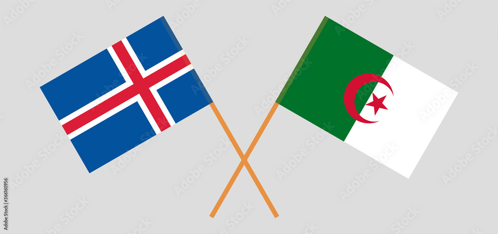 Crossed flags of Algeria and Iceland