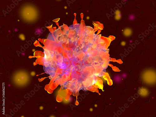 Three dimensional render of generic virus cell photo