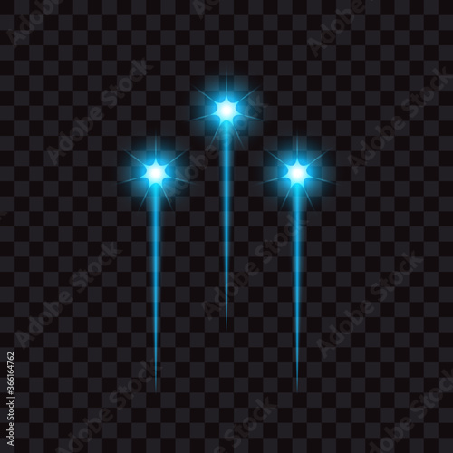 Blue stars with trail, shooting stars, vector illustration.