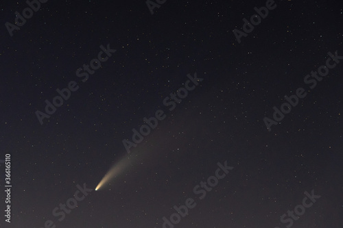 Neowise Comet and its long dust tail after dusk