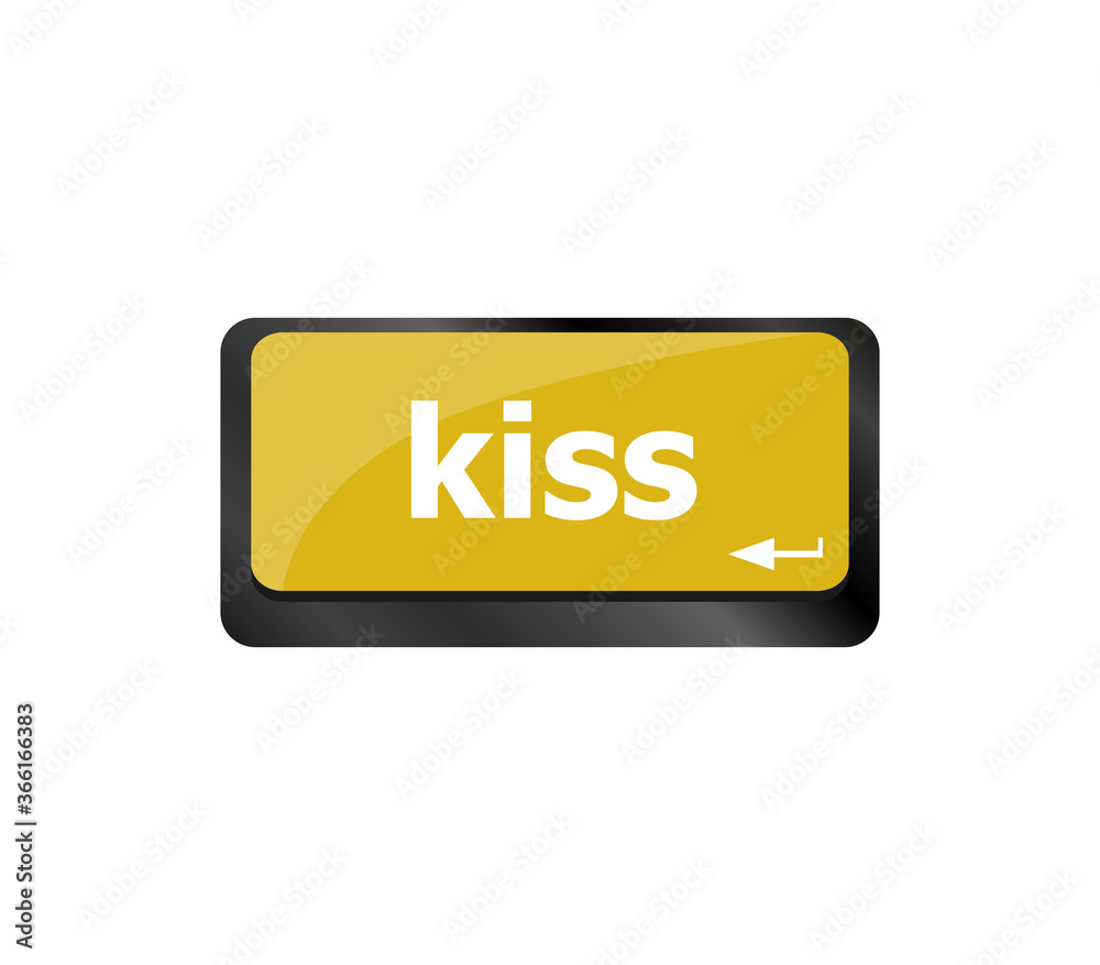 Key with the word kiss on it, on a computer keyboard Key with the word kiss on it, on a computer keyboard