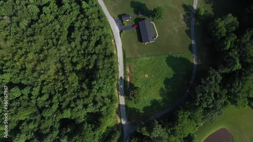 Top down view of roadway from drone 