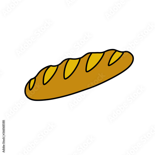 bread doodle icon, vector color line illustration