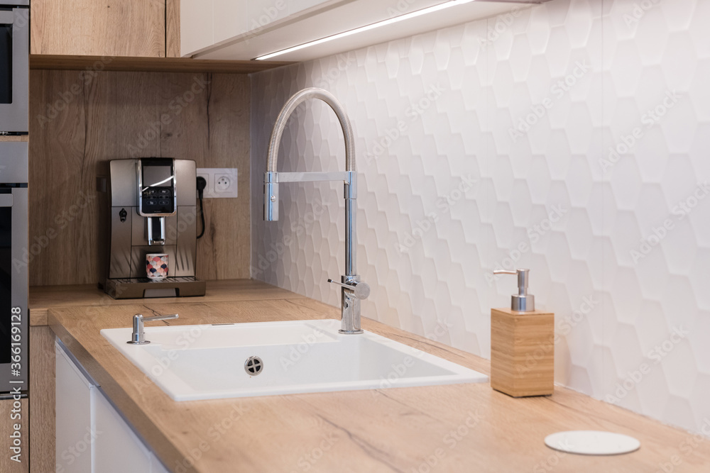 Interior of kitchen in modern apartment Interior of kitchen in modern apartment