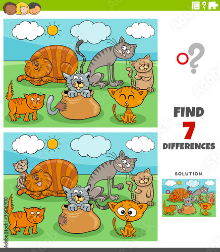 differences educational game with cats group