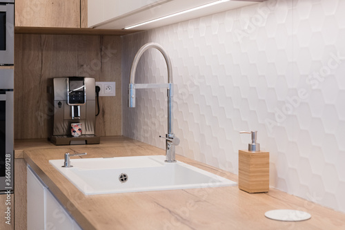 Interior of kitchen in modern apartment