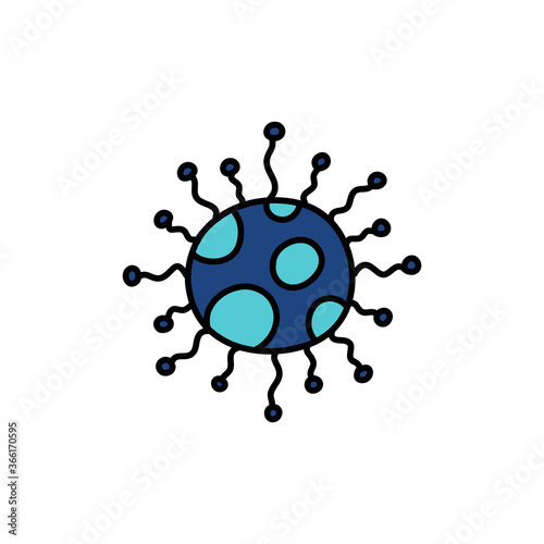 virus doodle icon, vector colour line illustration