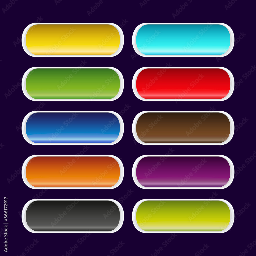 Buttons set. Vector GUI asset collection for game and app. UI kit asset 2D graphic content Buttons set. Vector GUI asset collection for game and app. UI kit asset 2D graphic content