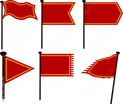 Set of Simple Vector Design of a Flag in Red