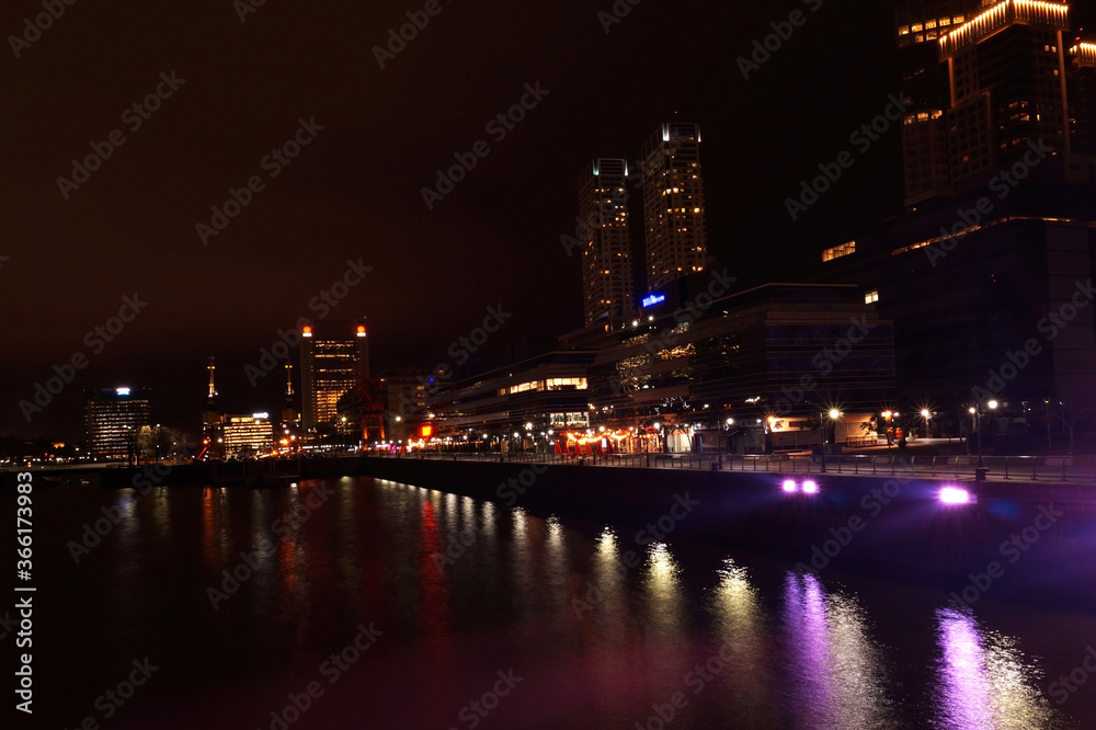 Cityscape of Puerto Madero at night, Buenos Aires, Argentina Cityscape of Puerto Madero at night, Buenos Aires, Argentina