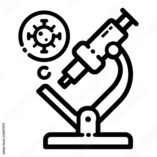 Microscope Covid Flat Icon Isolated On White Background