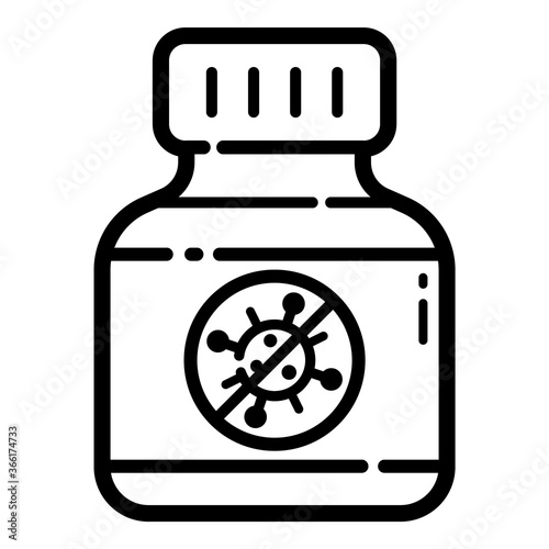 Covid Vaccine Bottle Flat Icon Isolated On White Background