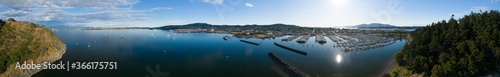 Anacortes Washington USA Panoramic Aerial View of City and Harbor on Sunny Day photo