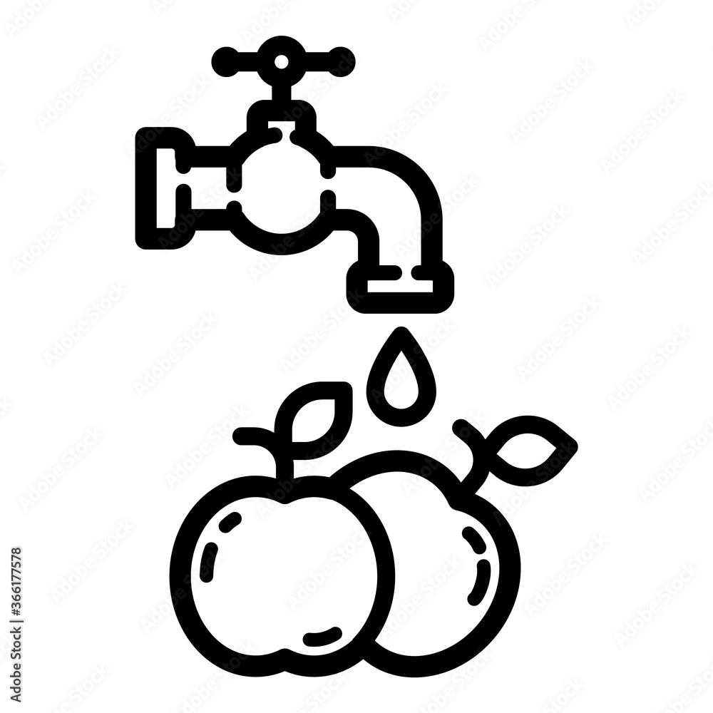 Washing Vegetables Hygiene Flat Icon Isolated On White Background Washing Vegetables Hygiene Flat Icon Isolated On White Background