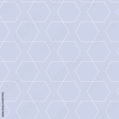abstract simple white blue background hand drawn linear hexagons vector seamless pattern design