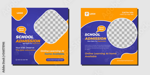 Back to school admission promotion social media post banner template, Best discount offer social media post