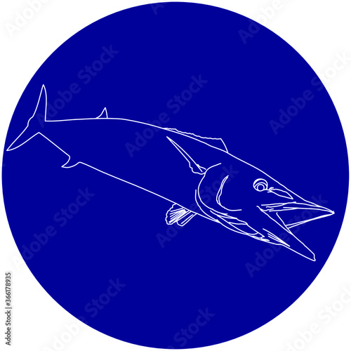 Outline wahoo fish in action icon