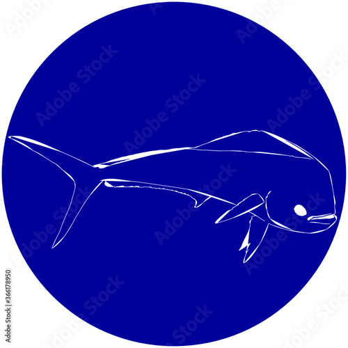 Outline mahi mahi fish icon