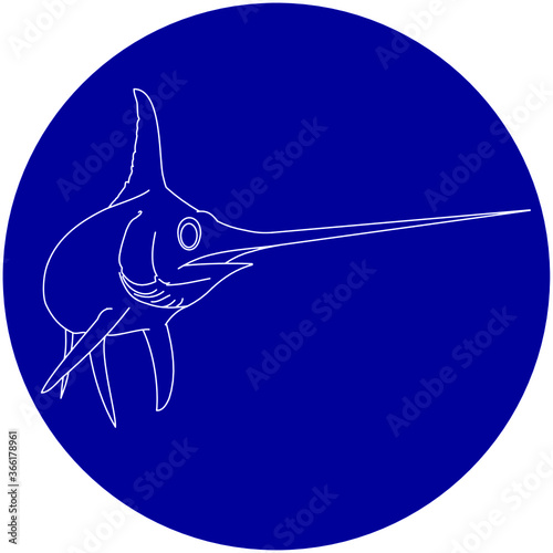 White outline swordfish icon