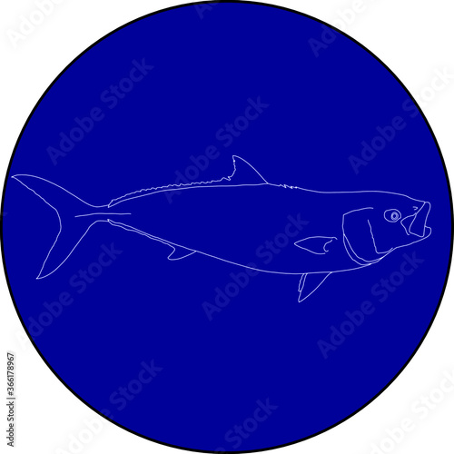 White outline yellowtail fish icon