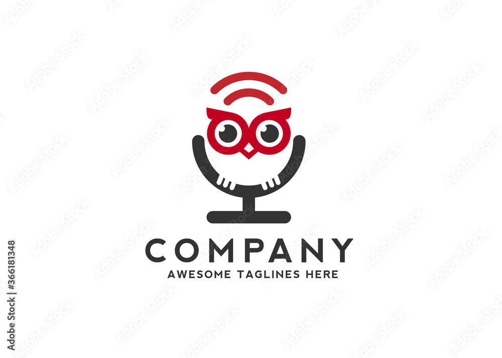 unique and simple owl and WiFi network symbol vector concept unique and simple owl and WiFi network symbol vector concept