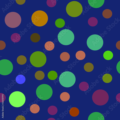 Seamless Colorful Circles on blue background pattern vector illustration design. Great for wallpaper, bullet journal, scrap booking, 