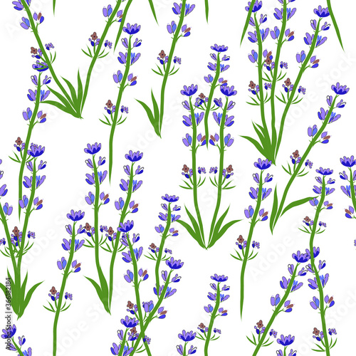 Seamless Vector Lavender on white background Pattern. Great for Fabrics, Scrap booking, bullet journal, textiles, blankets, pillows, cover,