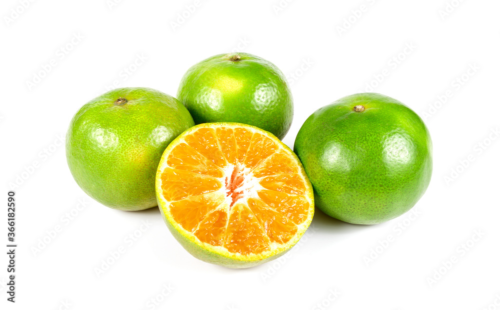 Orange fruit half and two segments isolated on white background Orange fruit half and two segments isolated on white background