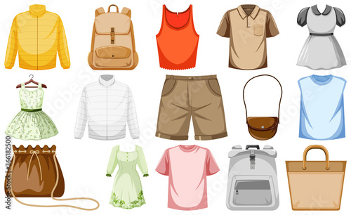 Set of fashion outfits