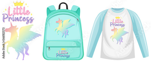 Set of unicorn backpack and cap