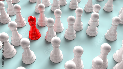 chess red and white colour for strategy or business content 3d rendering.