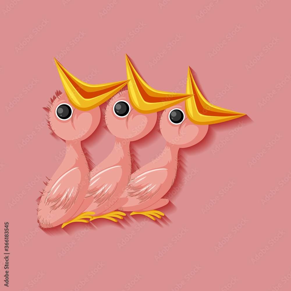 Fototapeta premium Hungry chicks cartoon character