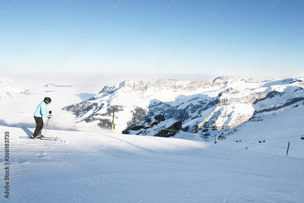 people skiing in the mountains