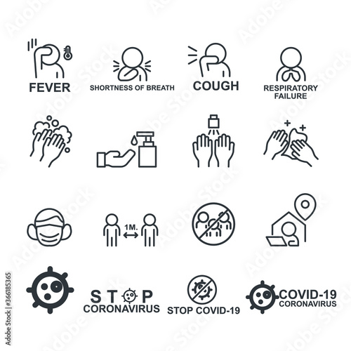 Covid-19 and Coronavirus Icons set,Vector