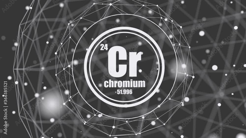 Chromium chemical element. Sign with atomic number and atomic weight ...
