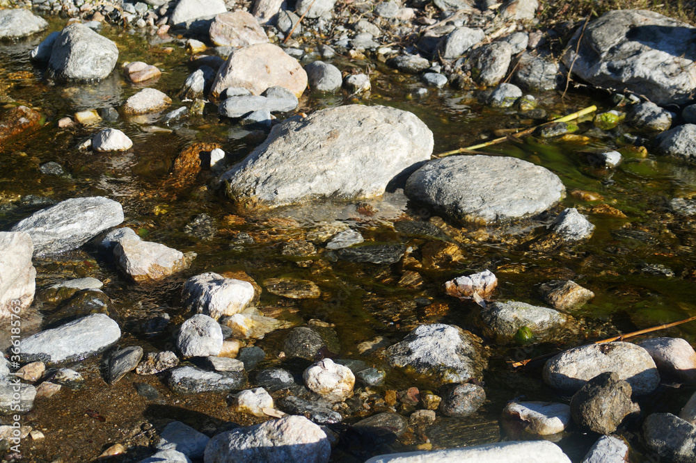  Rocky river bed on a sunny day 