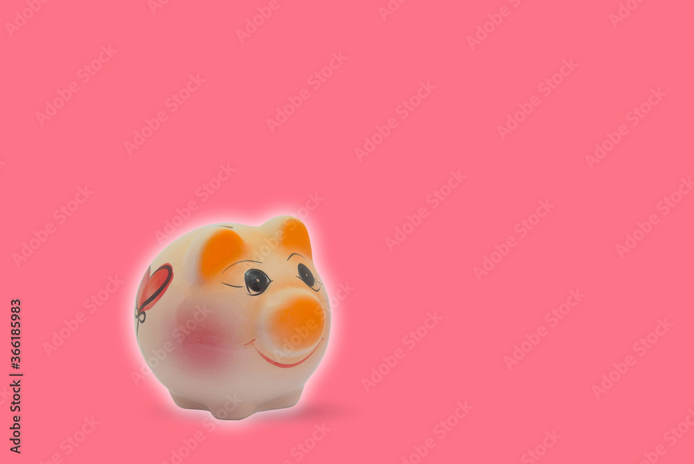 Pink piggy bank isolated on Pink background for saving Real estate, savings concept with copy space. Pink piggy bank isolated on Pink background for saving Real estate, savings concept with copy space.