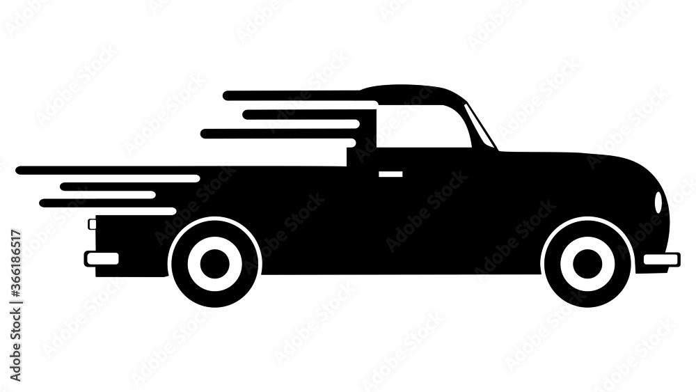 silhouette Retro car. Fast shipping delivery flat icon for Transport. vector illustration