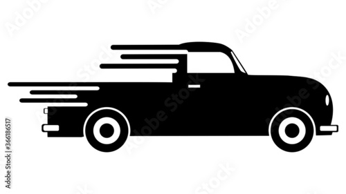 silhouette Retro car. Fast shipping delivery flat icon for Transport. vector illustration