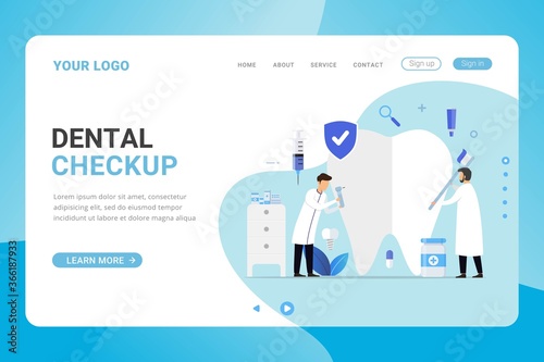 Landing page template dental care clinic design concept
