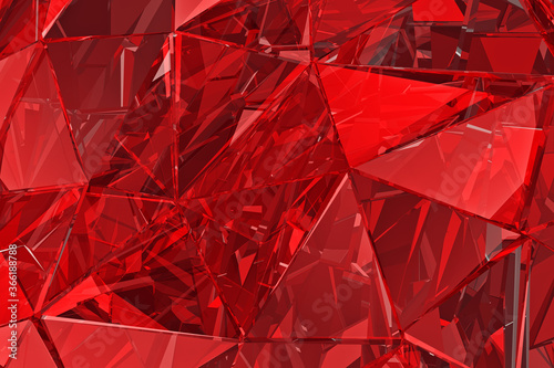 Glass. Abstract glass background. 3D render. Polygonal surface. 3D rendering photo