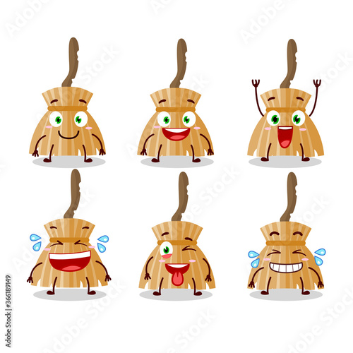Cartoon character of witch broom with smile expression